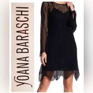 Yoana Baraschi Anthropologie Rave Wave Lace Dress Black Small